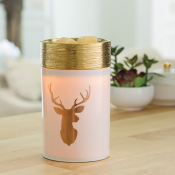 Candle Warmers elektrische Duftlampe - GOLDEN STAG weiß/gold Porzellan